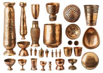 Vintage copper kitchenware collection, cut out - stock png.