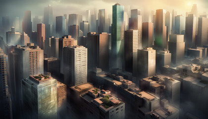 Urban skylines, dijital art style
