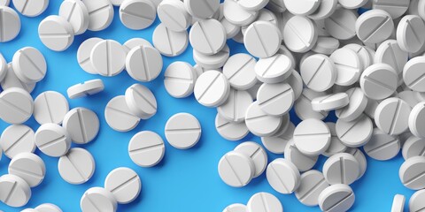 Abstract bunch of medicine pills on a white background