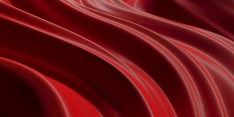 Abstract wave silk textured solid red color background. Wavy pattern