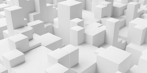 Random shifted white blocks background. Light bright clean wallpaper