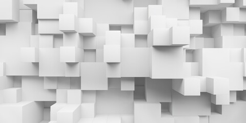 Random shifted white blocks background. Light bright clean wallpaper