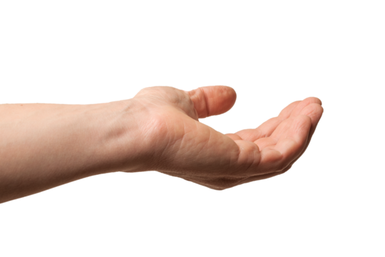 Male hand looking for alms or charity isolated