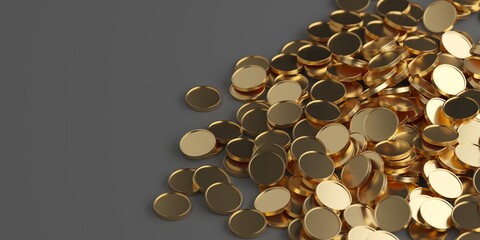 Golden metallic coins abundance. Earning profit concept
