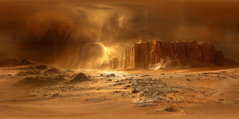 Fototapeta premium Extreme storm on al alien Planet 8K VR 360 Spherical