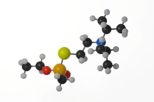 Ball and stick model of vx molecule
