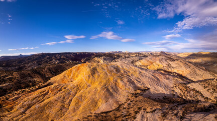 he Yellow Rock formation in Utah. Photo taken with a drone and is a Panorama
