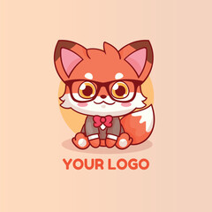 Red fox mascot logo wearing glasses with a stylish