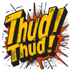 Comic Book Sound Effect- Thud! on transparent background