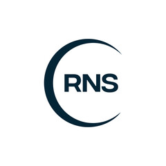 RNS logo. R N S design. White RNS letter. RNS, R N S letter logo design. R N S letter logo design in FIVE, FOUR, THREE, style. letter logo set in one artboard. R N S letter logo vector design.