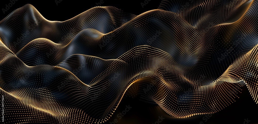 Poster abstract background delicate and intricate patterns of metallic gold 3d geometric lines against the 