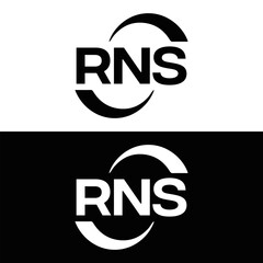 RNS logo. R N S design. White RNS letter. RNS, R N S letter logo design. R N S letter logo design in FIVE, FOUR, THREE, style. letter logo set in one artboard. R N S letter logo vector design.