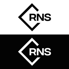 RNS logo. R N S design. White RNS letter. RNS, R N S letter logo design. R N S letter logo design in FIVE, FOUR, THREE, style. letter logo set in one artboard. R N S letter logo vector design.