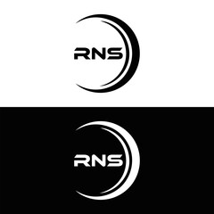 RNS logo. R N S design. White RNS letter. RNS, R N S letter logo design. R N S letter logo design in FIVE, FOUR, THREE, style. letter logo set in one artboard. R N S letter logo vector design.