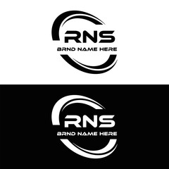 RNS logo. R N S design. White RNS letter. RNS, R N S letter logo design. R N S letter logo design in FIVE, FOUR, THREE, style. letter logo set in one artboard. R N S letter logo vector design.