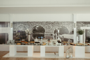 a big kitchen with a lot of different foods on it