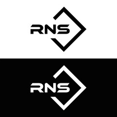 RNS logo. R N S design. White RNS letter. RNS, R N S letter logo design. R N S letter logo design in FIVE, FOUR, THREE, style. letter logo set in one artboard. R N S letter logo vector design.