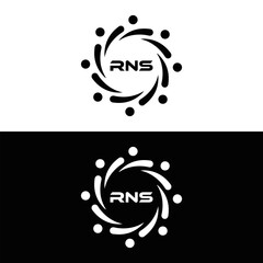 RNS logo. R N S design. White RNS letter. RNS, R N S letter logo design. R N S letter logo design in FIVE, FOUR, THREE, style. letter logo set in one artboard. R N S letter logo vector design.