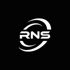 RNS logo. R N S design. White RNS letter. RNS, R N S letter logo design. R N S letter logo design in FIVE, FOUR, THREE, style. letter logo set in one artboard. R N S letter logo vector design.