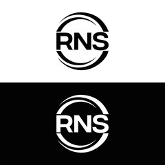 RNS logo. R N S design. White RNS letter. RNS, R N S letter logo design. R N S letter logo design in FIVE, FOUR, THREE, style. letter logo set in one artboard. R N S letter logo vector design.