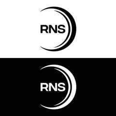 RNS logo. R N S design. White RNS letter. RNS, R N S letter logo design. R N S letter logo design in FIVE, FOUR, THREE, style. letter logo set in one artboard. R N S letter logo vector design.