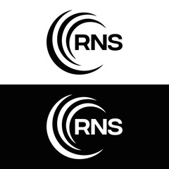 RNS logo. R N S design. White RNS letter. RNS, R N S letter logo design. R N S letter logo design in FIVE, FOUR, THREE, style. letter logo set in one artboard. R N S letter logo vector design.