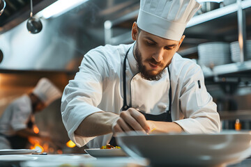 Professional chef cooking in a luxury restaurant