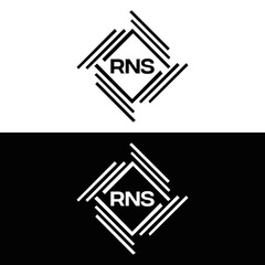 RNS logo. R N S design. White RNS letter. RNS, R N S letter logo design. R N S letter logo design in FIVE, FOUR, THREE, style. letter logo set in one artboard. R N S letter logo vector design.