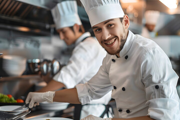 Professional chef cooking in a luxury restaurant