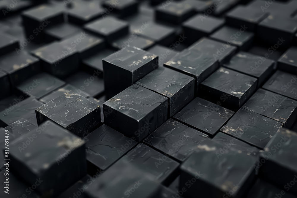 Poster the studio showcase features black cubes of different sizes arranged meticulously for a striking vis