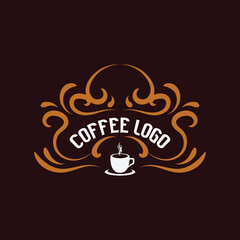 Coffee shop logo vector design in vintage style isolated