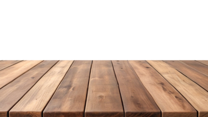 Empty wooden table top Brown For displaying product ,The background is transparent.