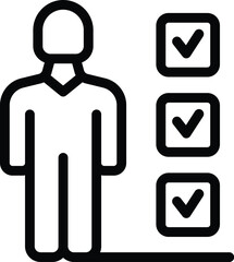 Minimalist flat checklist completion icon with editable stroke for efficient task management and goal setting in business and personal projects