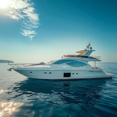Luxury yacht outlook, clear and calm ocean