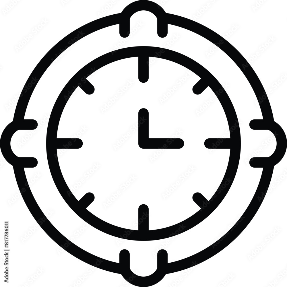 Poster minimalistic and contemporary black and white vector illustration of a simplistic clock icon design 