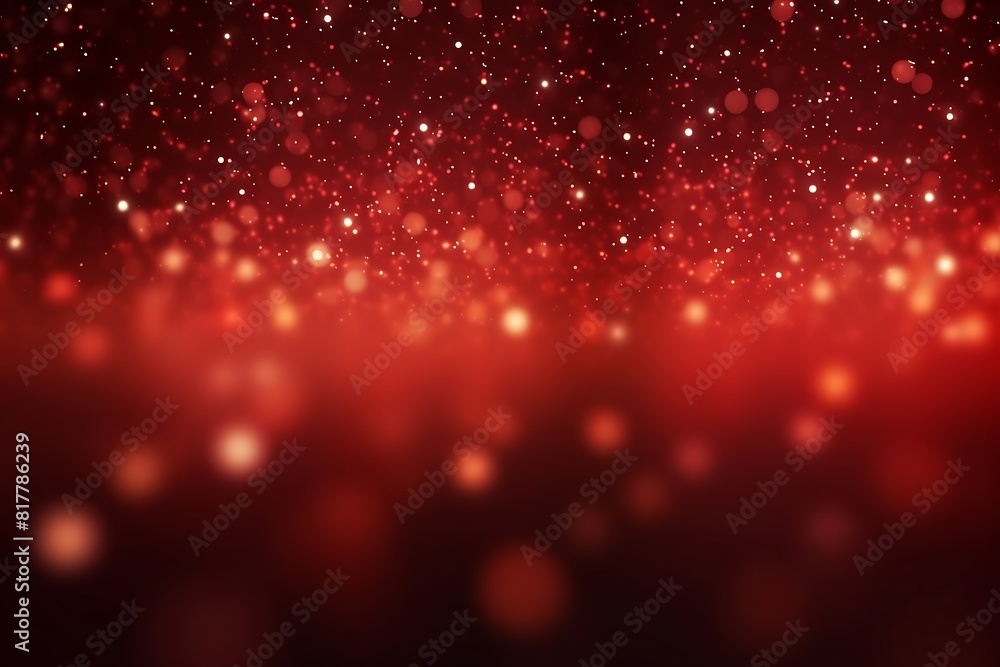 Poster red abstract background with bokeh defocused lights and stars.