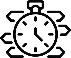 Minimalist black and white simplified stopwatch icon design for modern time management application. Web interface