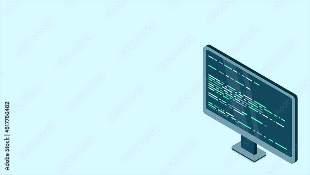 Aufkleber isometric monitor animation. computer monitor isometric desktop. modern monitor. 4k video animated i