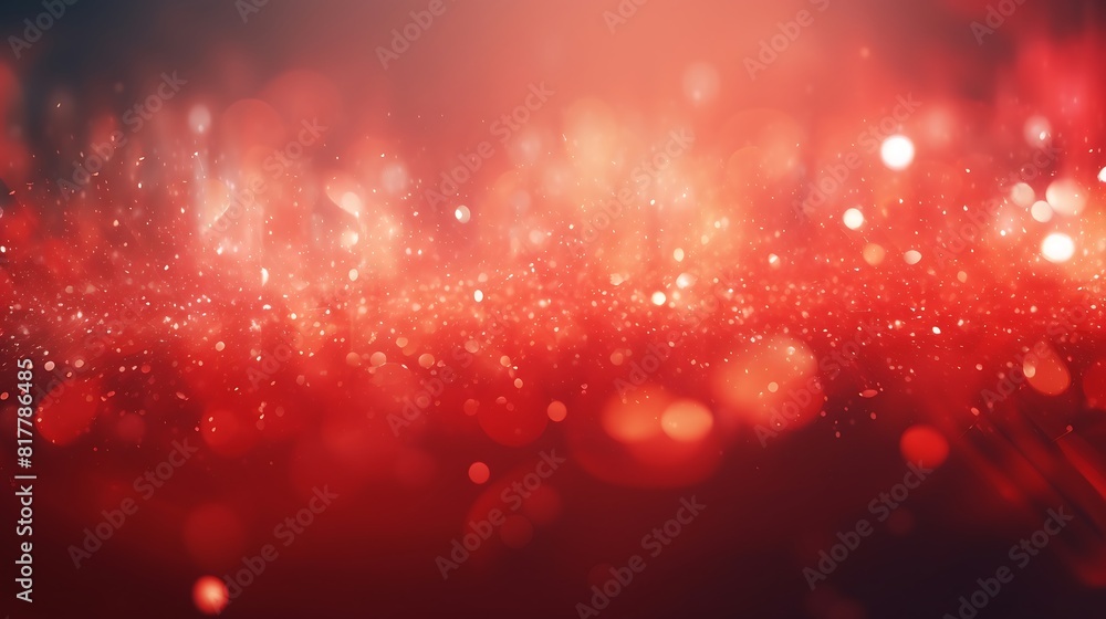 Poster red abstract background with bokeh defocused lights and stars.