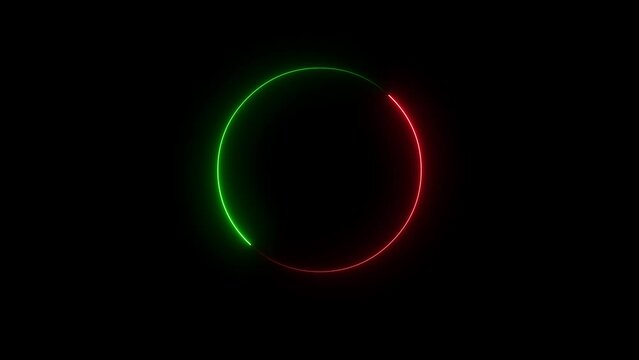  circle neon looping on an animation on black background. circularity looping.