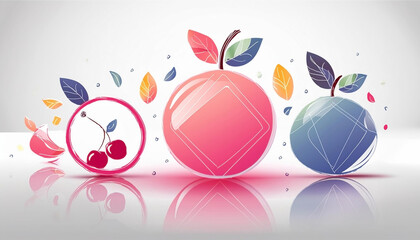 Elegant glass fruit on a illustration and background