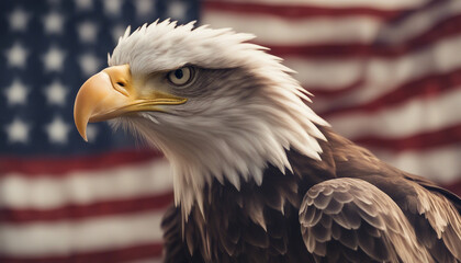 Obraz premium eagle against the American flag while celebrating Independence Day 