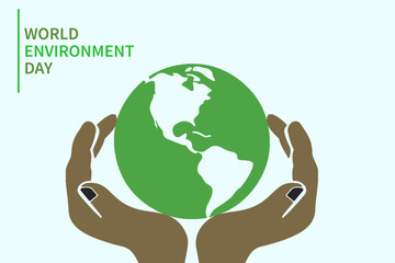 World Environment Day vector illustration. environment day concept with hand and globe vector