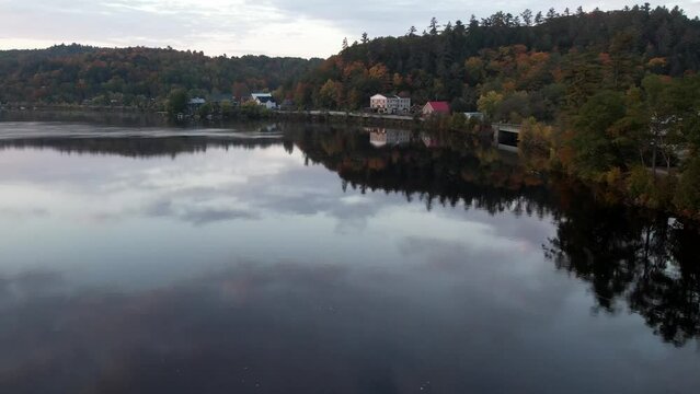 Aerial view of Wakefield Gatineau, Quebec Canada on an autumn morning