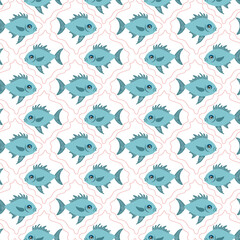 Vector illustration of a fish in a rhombus, designed with the detail and grace of the fish world in mind. Ideal for use in designs related to aquariums, marine life and ecology.