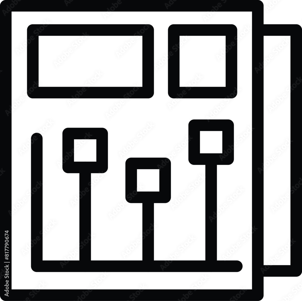 Poster abstract black and white circuit board icon with minimalist design and modern pattern, representing 