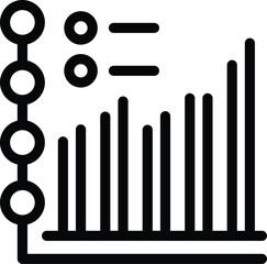 Black line icon of a bar graph with rising values, suitable for business and finance concepts