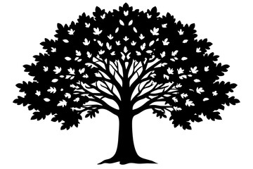 quercus tree vector silhouette illustration