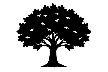 quercus tree vector silhouette illustration