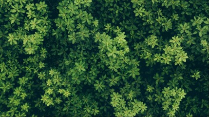 Lush Green Leaves in Natural Forest Canopy Aerial View